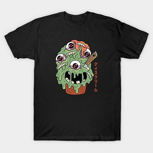 Kawaii Japanese Monster Ice cream for dessert lovers T-Shirt by spacedowl